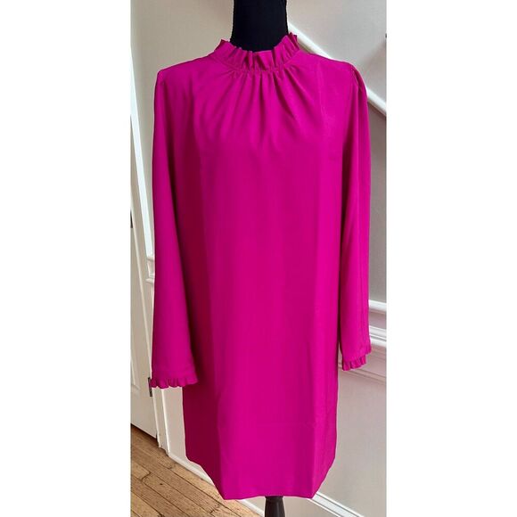 ✨ NWOT J. Crew Pink Ruffle Neck Shift Dress - Size 10 - Picture 1 of 9